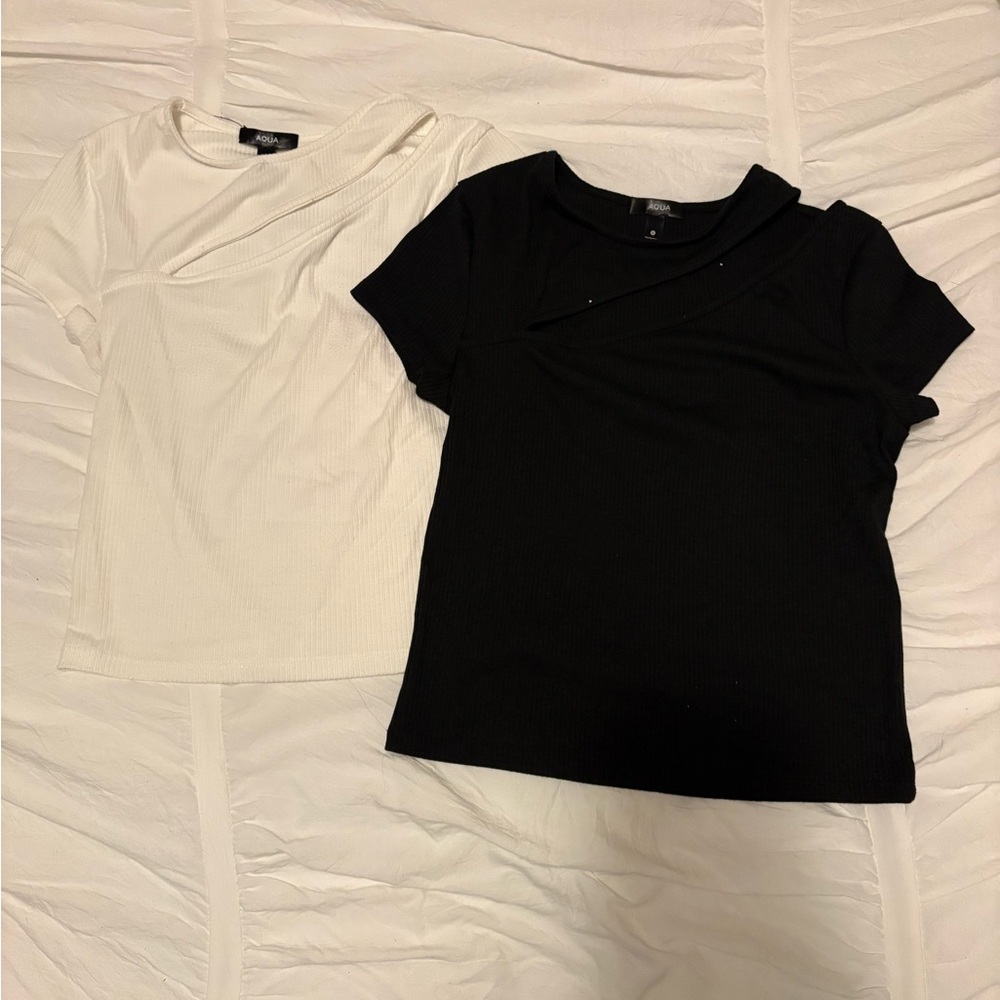 Aqua Black Ribbed Top